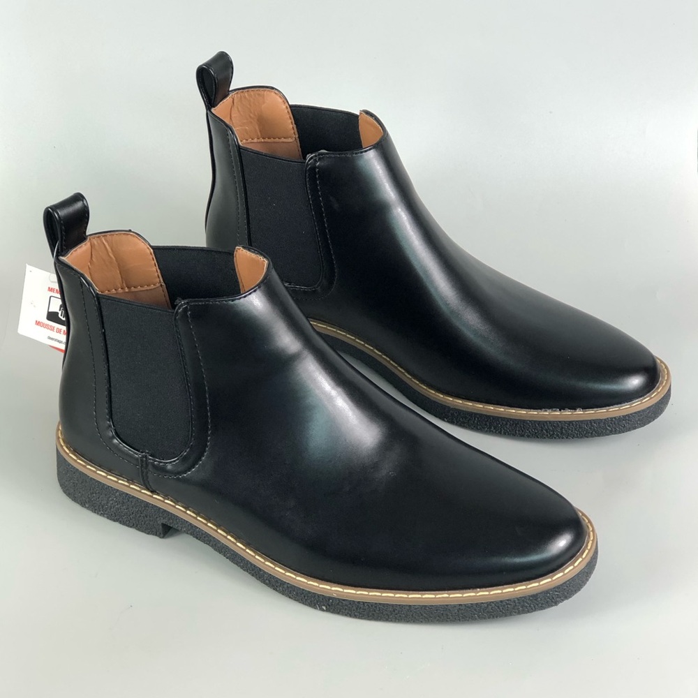 Deer Stags Men's Black Chelsea Boots - Classic Slip-On Style Size 9.5M